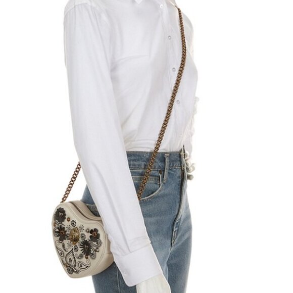Kurt Geiger London Kensington Floral Applique Studded Heart Crossbody Bag NWT - Picture 4 of 4